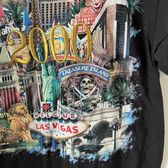 Vintage Y2K Las Vegas Casino Graphic Tee Unisex Black M Aladdin Grand Opening - Picture 8 of 9